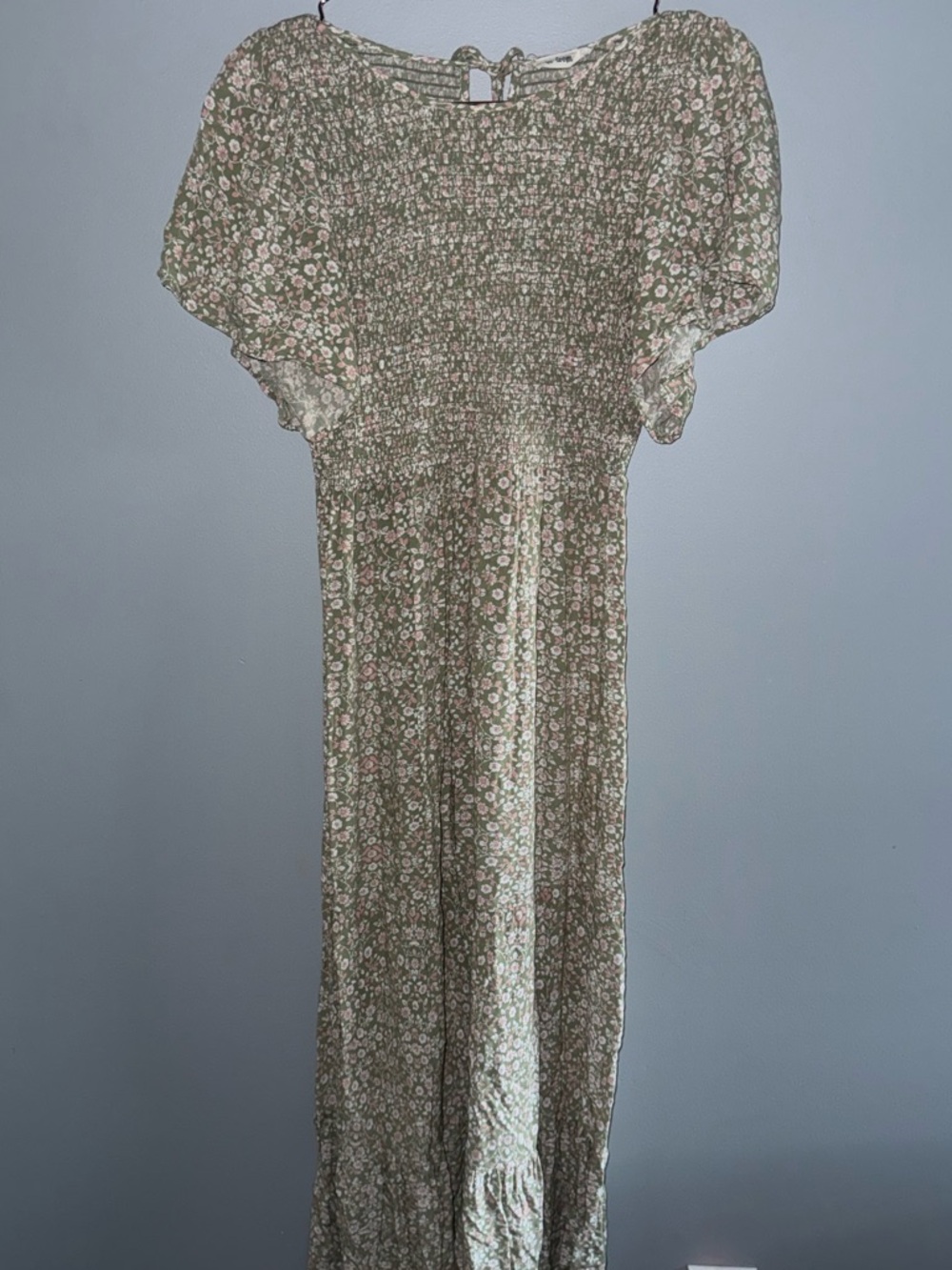 In loom floral smocked maxi dress